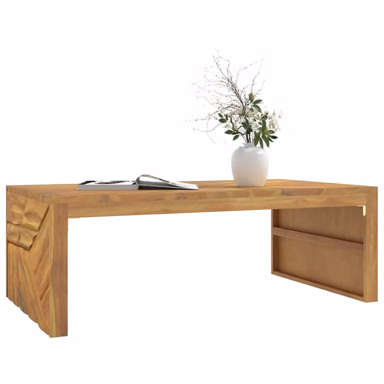 vidaXL Tavolino da Salotto Rettangolare in Legno di Teak Marrone L: 110 cm, P: 60 cm, H: 38 cm