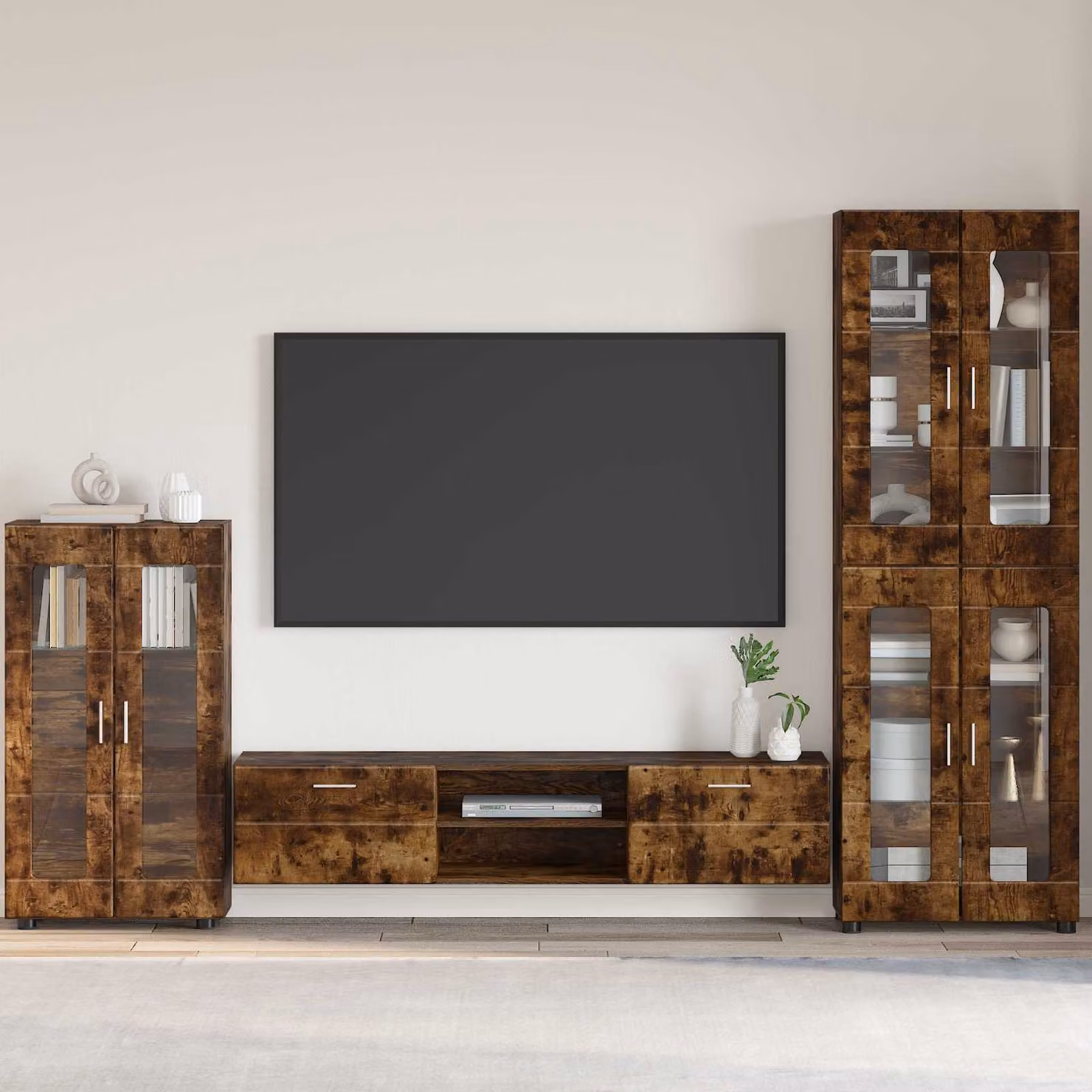 Credenza moderna vidaXL FLORIN in Rovere Fumo, L: 55,5 cm, P: 29 cm, H: 100 cm