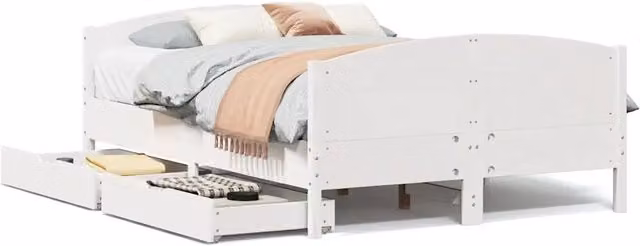 Letto matrimoniale | Letto per adulti | Letto senza Materasso Bianco 135x190 cm Legno Massello di Pino