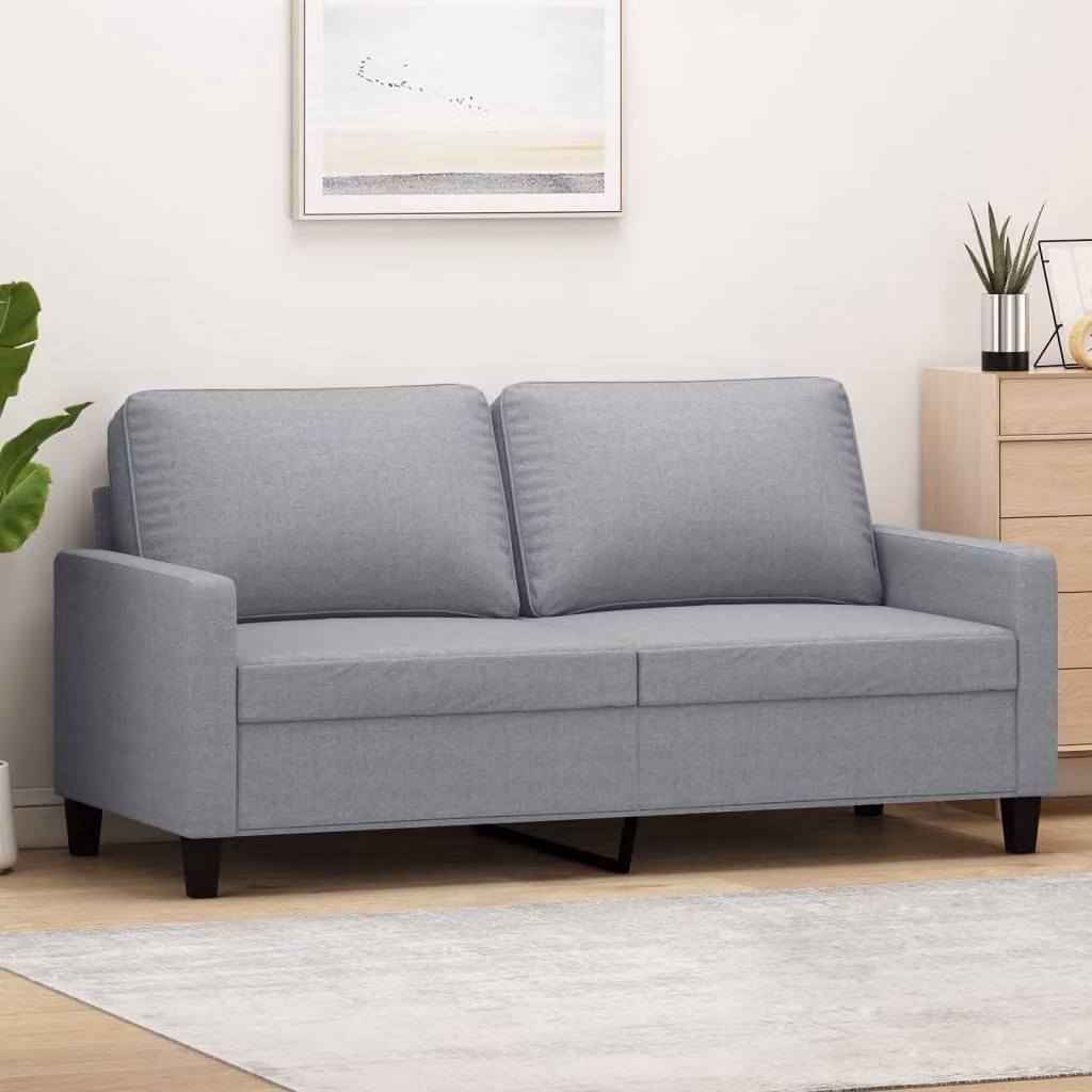 Divano a due posti, colore grigio chiaro, 140 cm, rivestito in tessuto