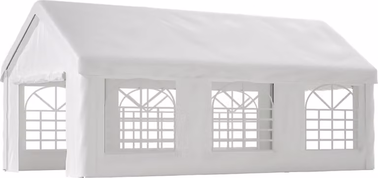 Garage a tenda per veicoli 3x6m - Doppie porte a tapparella per un accesso completo, robusta struttura di protezione dalle intemperie - Con tetto e teloni laterali rimovibili