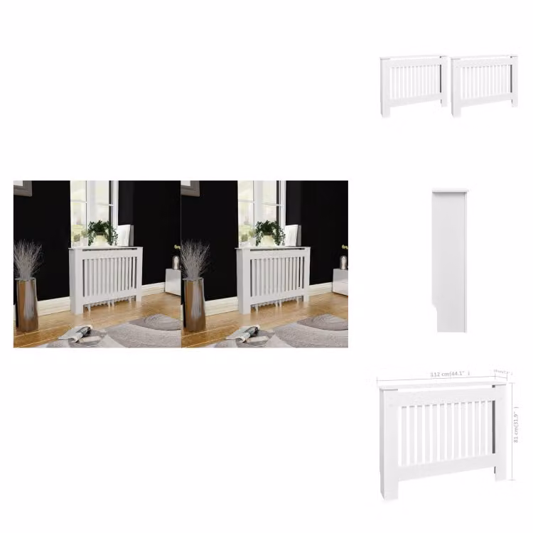 vidaXL Copriradiatore 2 pz. MDF bianco 112 cm - Accessori per radiatori