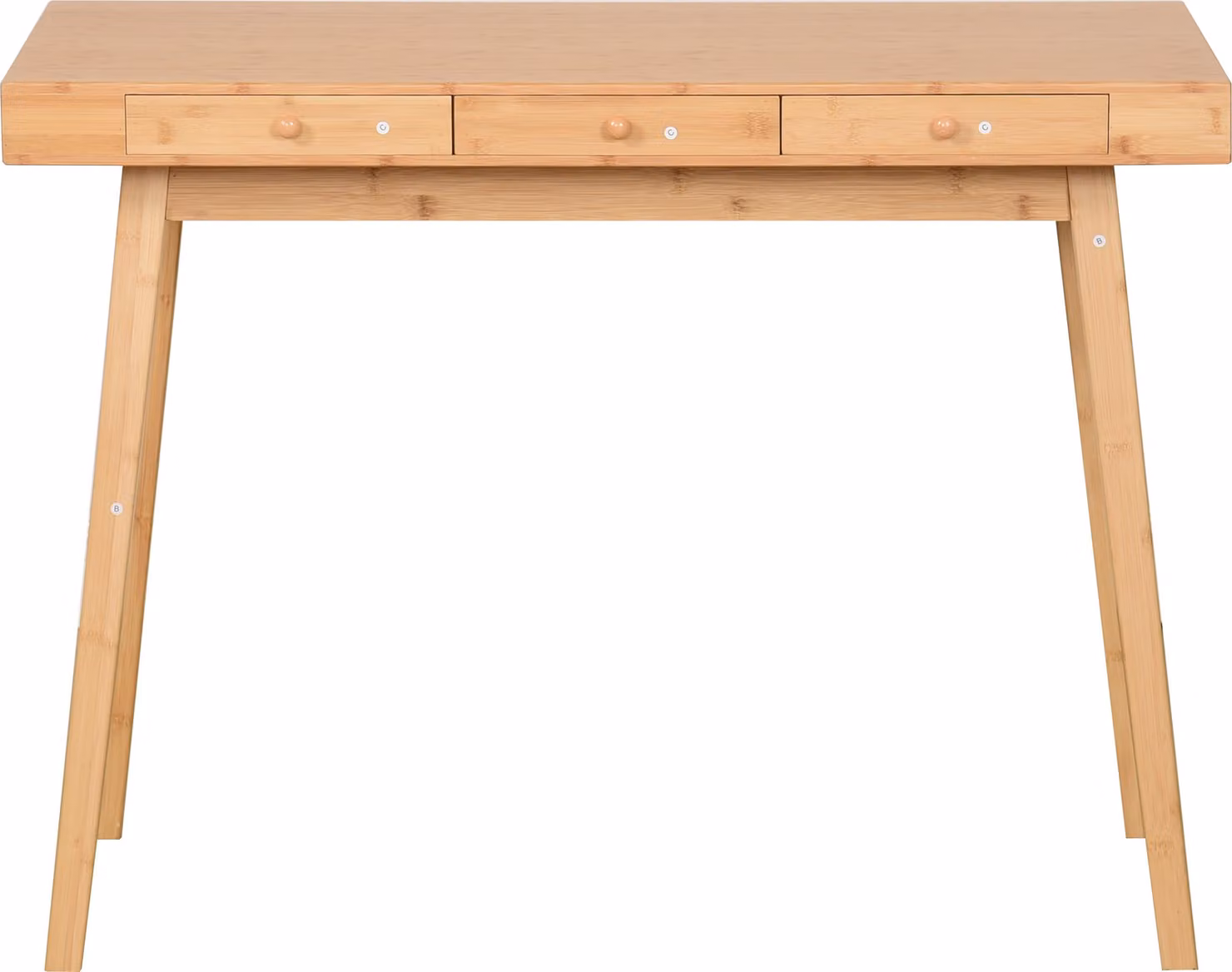 Scrivania con 3 cassetti in bambù Scrivania da lavoro per ufficio o studio 100x50x75cm Naturale
