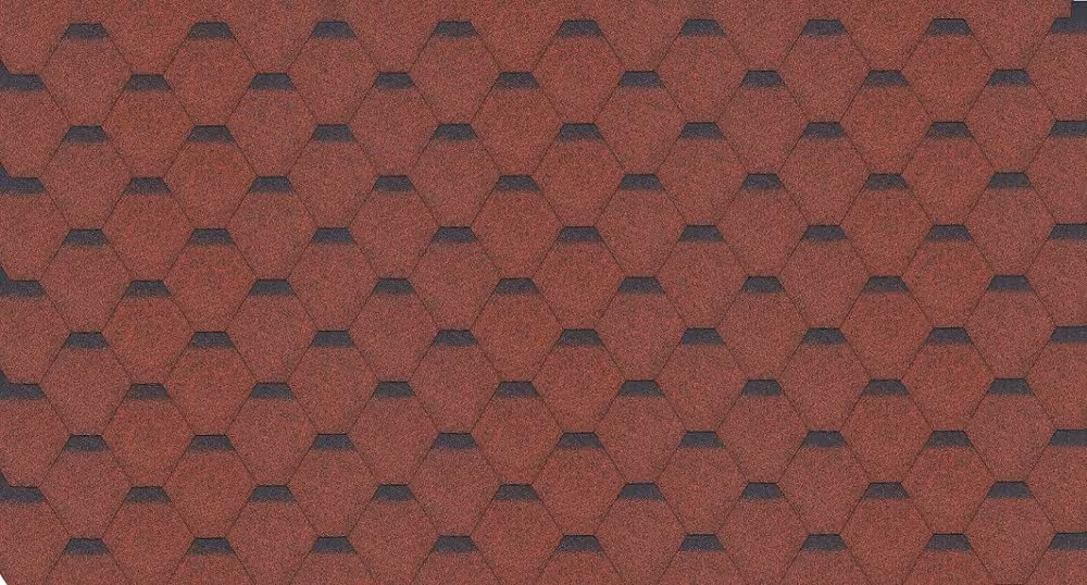 Tegole bituminose Hexagonal Rock H-RED, copertura per tetti in bitume rosso