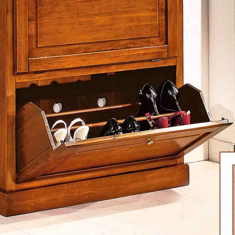 Scarpiera a 2 ante in legno massello Mobili 2G colore noce L: 80 cm, P: 30 cm, H: 93 cm – 4