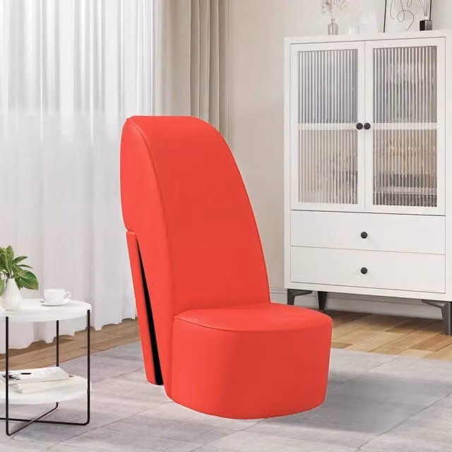 Poltrona a forma di scarpa con tacco alto in similpelle rossa vidaXL – 1