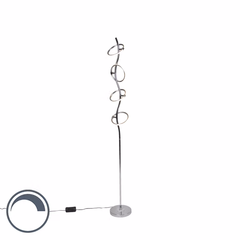 Trio Leuchten - Lampada da terra di design | lampada da terra | lampada da terra | lampada da terra | lampada cromata incl. LED e dimmer - Olympia Dimmer | dimmerabile | soggiorno | camera da letto - metallo altro - | (non sostituibile) LED