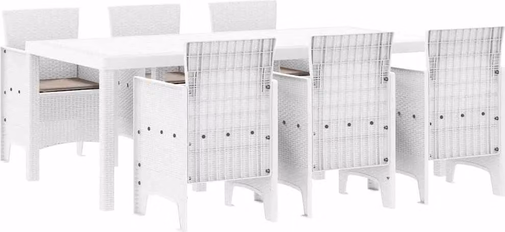 Set da Pranzo per Giardino 7 pcs Bianco Polipropilene