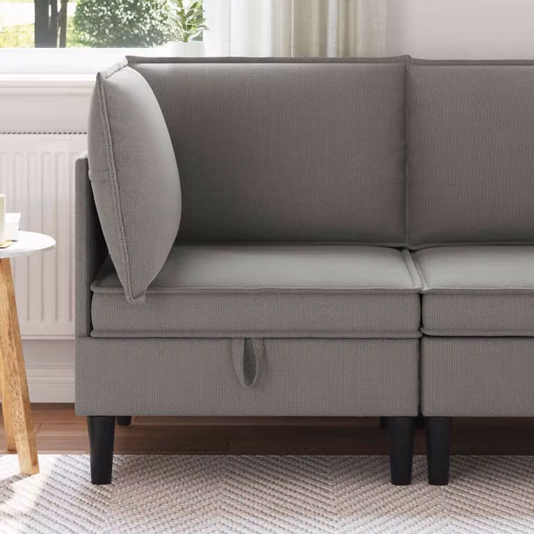 vidaXL Divano Angolare Moderno in Velluto Grigio con Contenitore e Coperture Rimosse