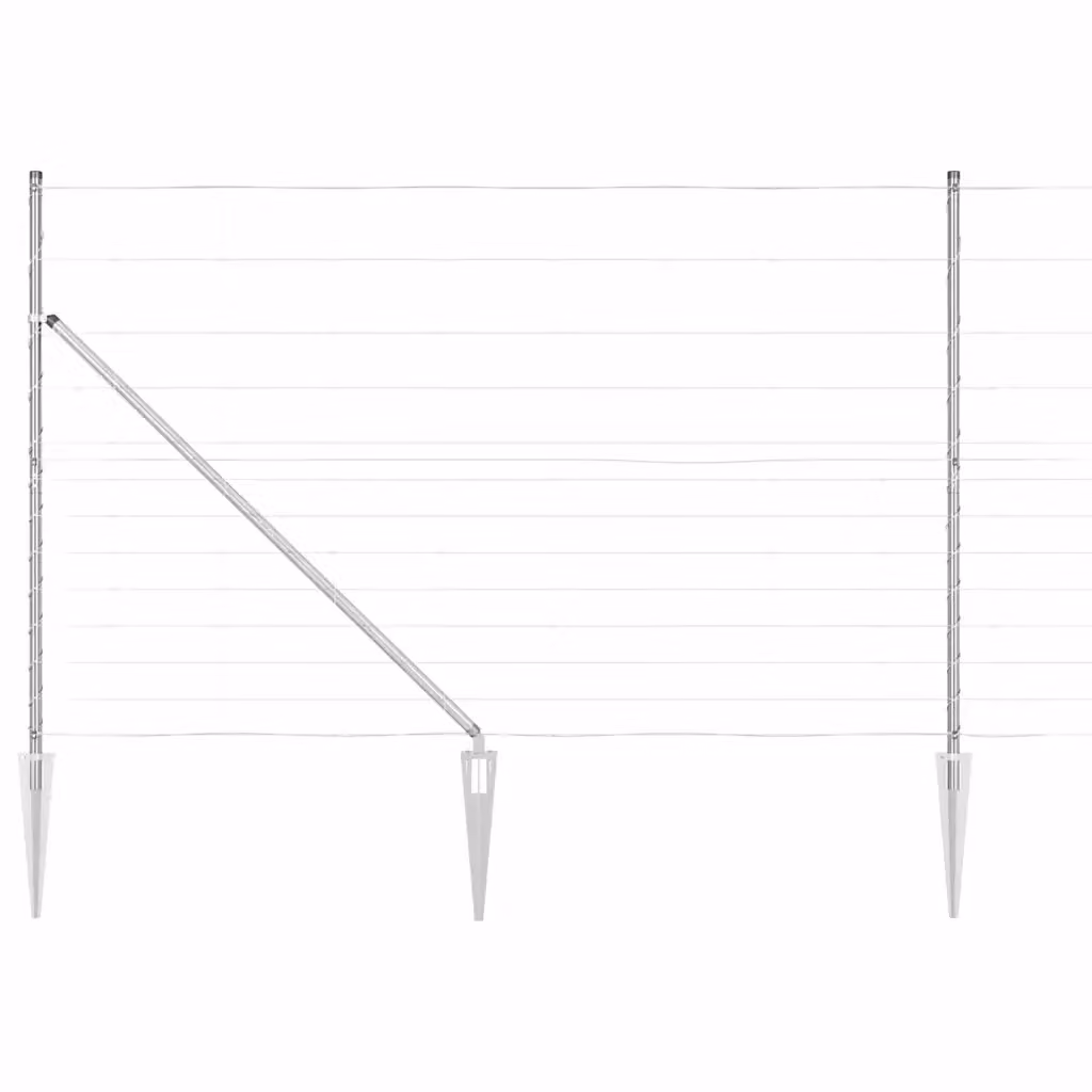 Recinzione in rete saldata con punte vidaXL in acciaio zincato argento, L: 25 m, H: 1,5 m – 2