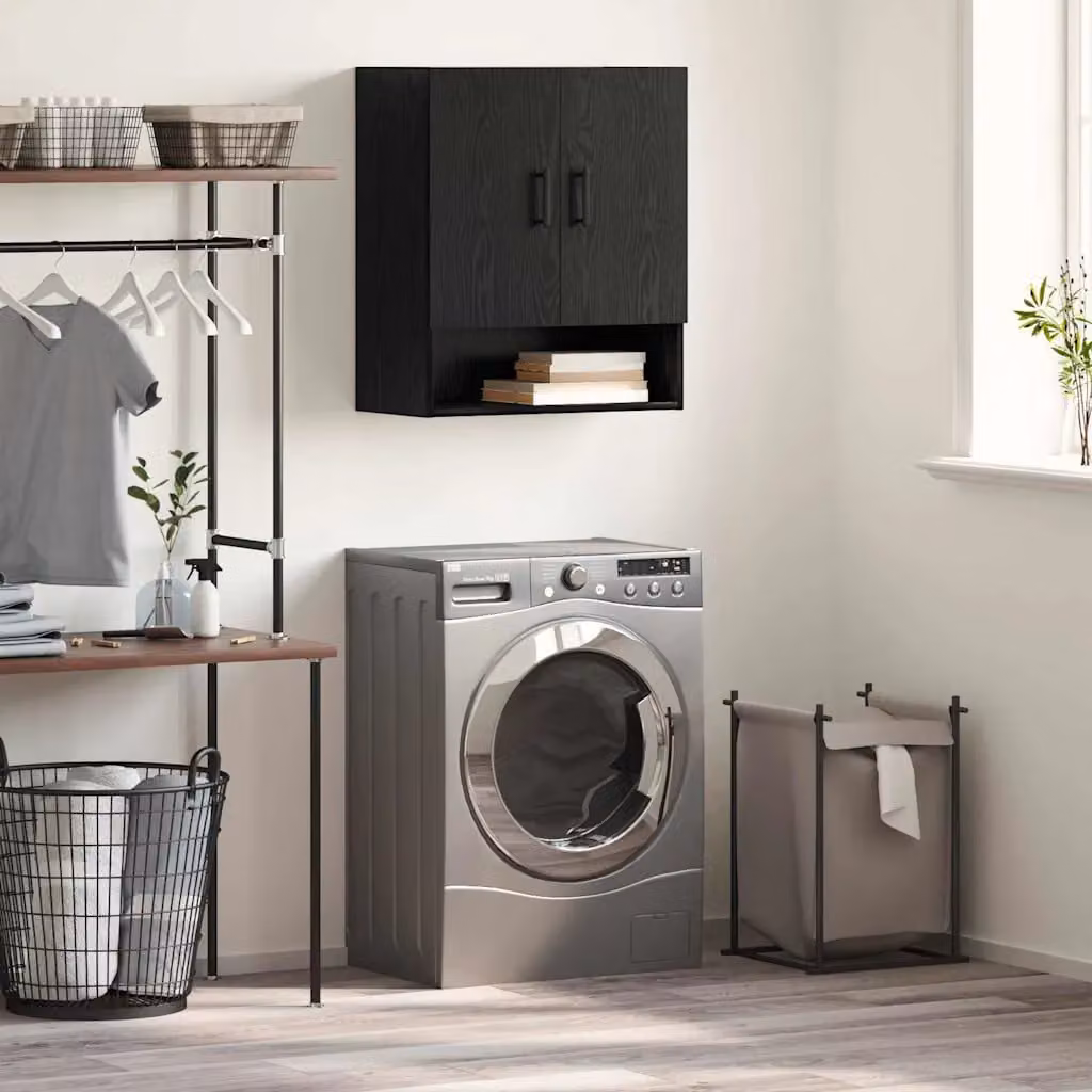 Mobiletto a muro moderno vidaXL in MDF nero opaco L: 60 cm, P: 31 cm, H: 70 cm