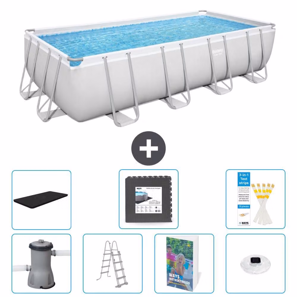 Bestway Power Steel, piscina rettangolare - 488x244x122 cm - composta da 6 parti, modello S608