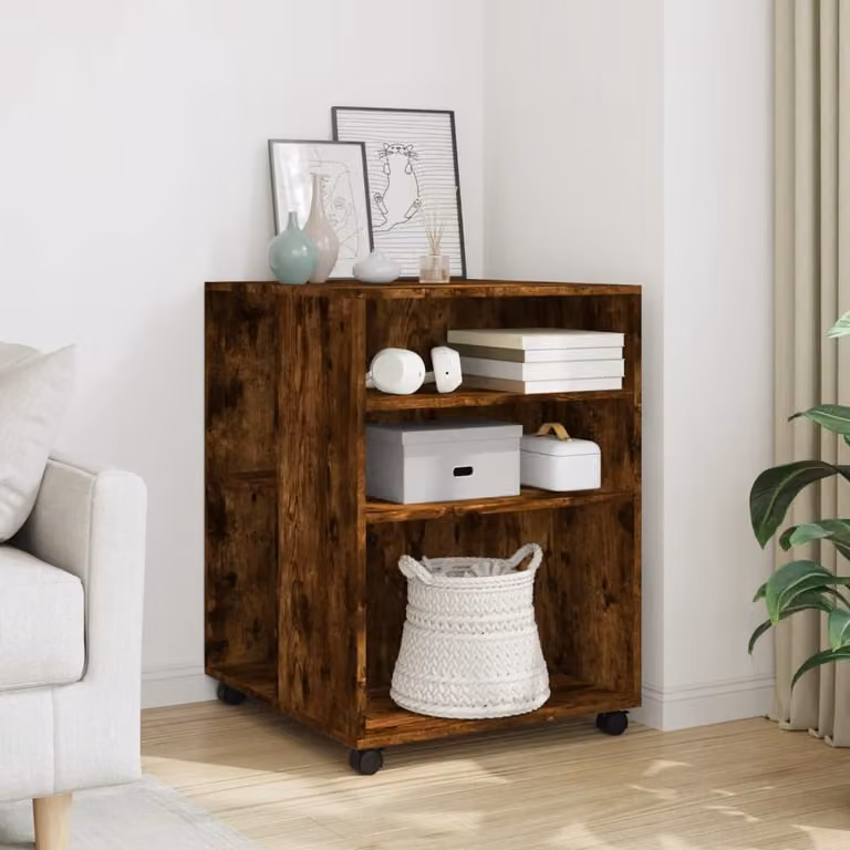 Tavolino con ruote vidaXL in stile moderno, colore marrone, L 55 cm x P 60 cm x H 78 cm
