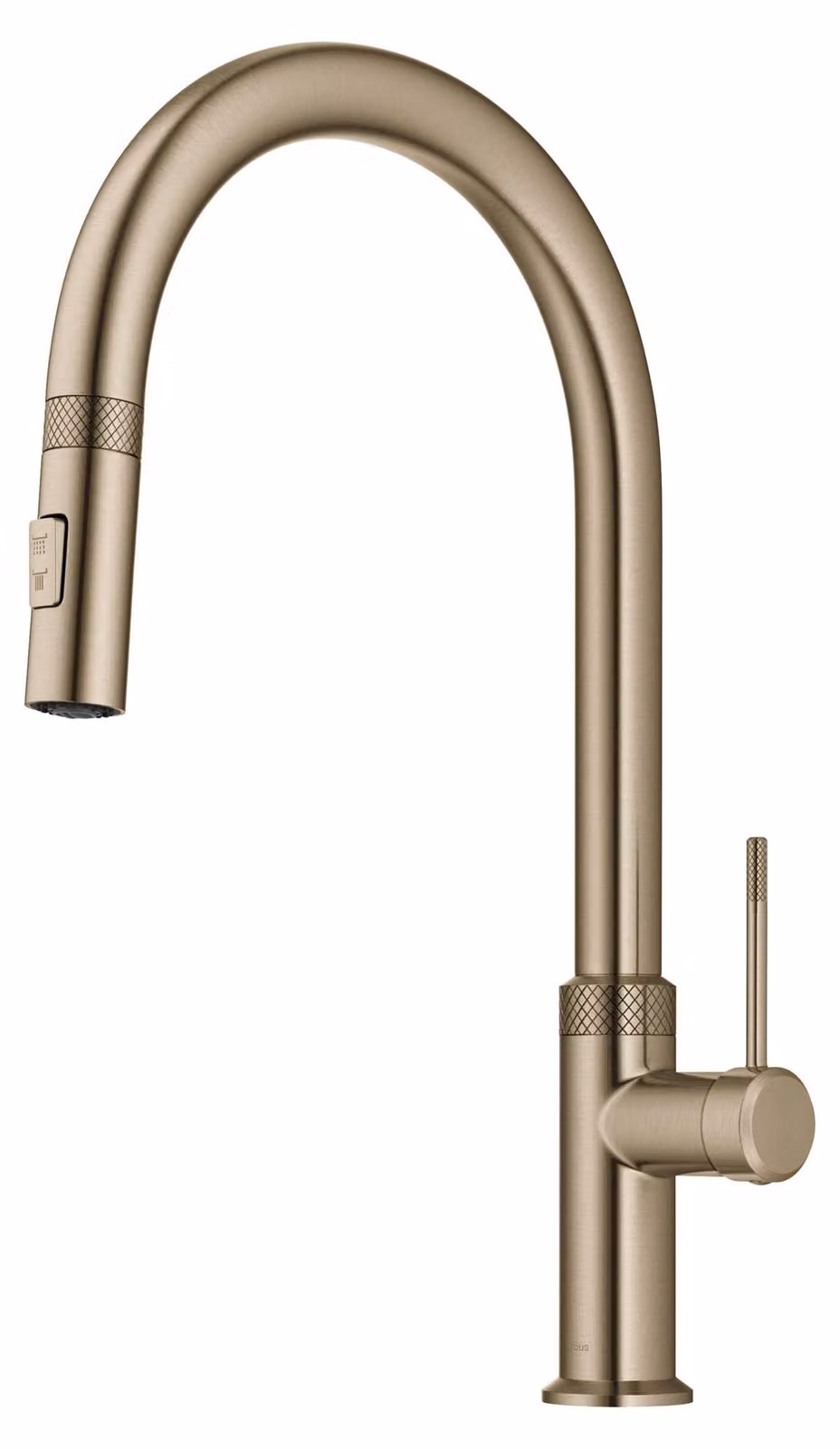 Miscelatore da cucina, a estrazione, finitura oro spazzolato, monoblocco, portata d'acqua 1,8 gpm