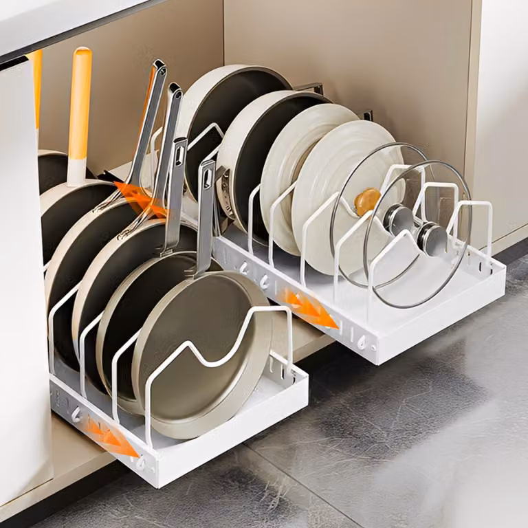 Omgoods - Set di 2 scatole portaoggetti con coperchio e 8 scomparti regolabili