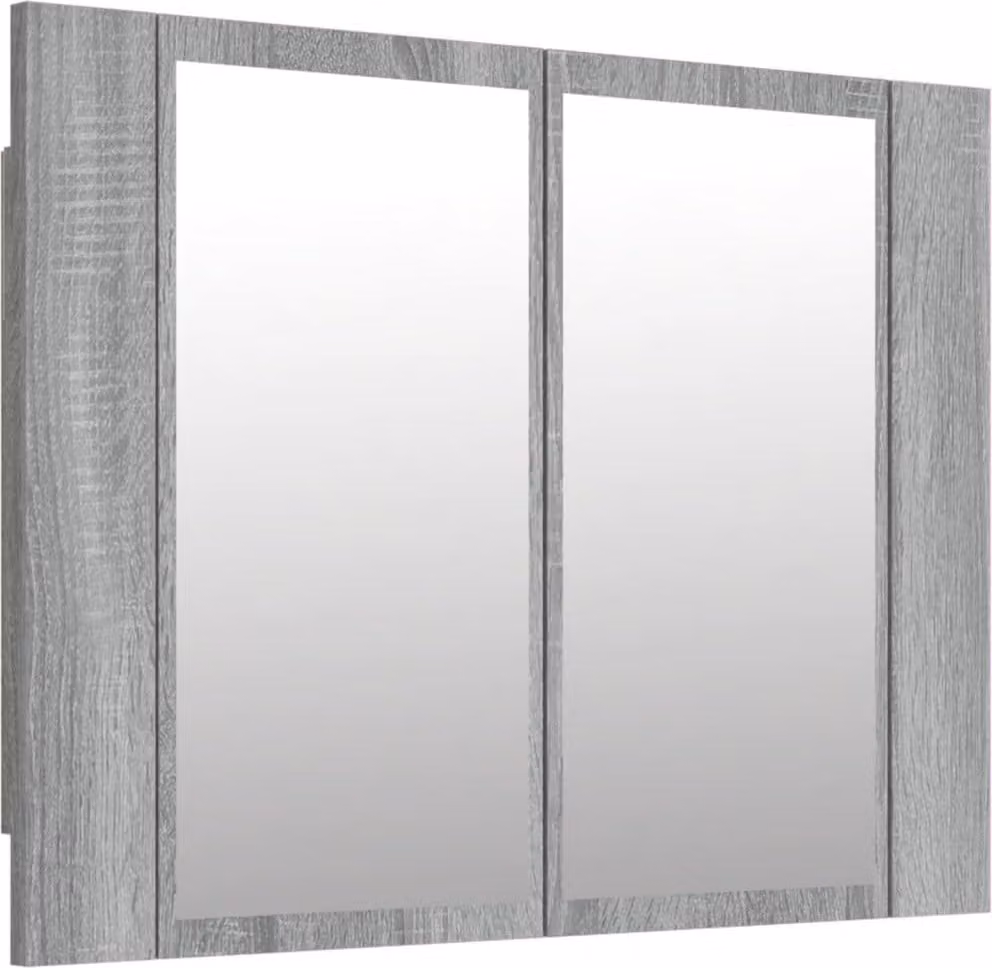 Mobile Specchio LED Grigio Sonoma 60x12x45cm Legno Multistrato