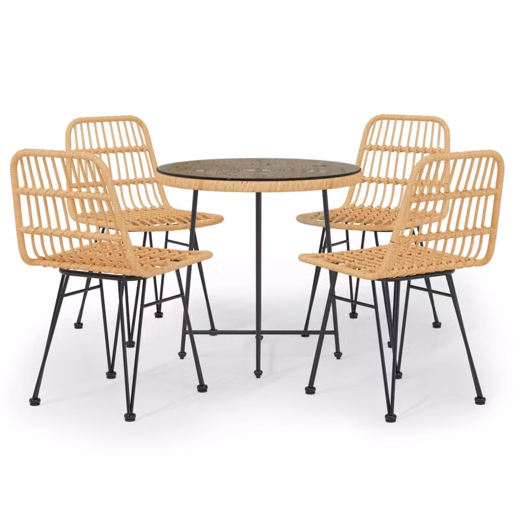Set da Pranzo da Giardino 5 pz in Polyrattan