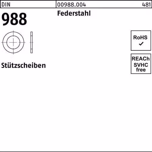 Dischi di supporto Reyher DIN 988 SpringSt. 55x68x3 009880045568300 (100 pezzi)