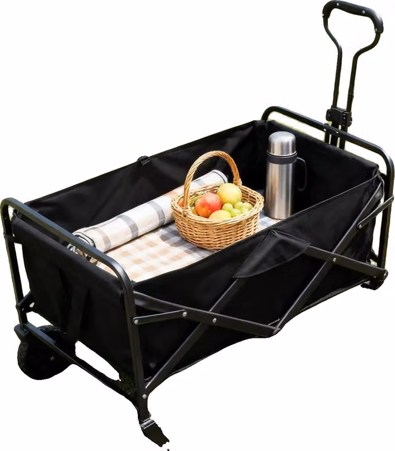 Carrello utilitario, materiale: tubolare in acciaio, dimensioni del telaio: 67*46*36 cm, dimensioni da chiuso: 51*13*68 cm, portata: 80 kg, diametro delle ruote: 12,7 cm