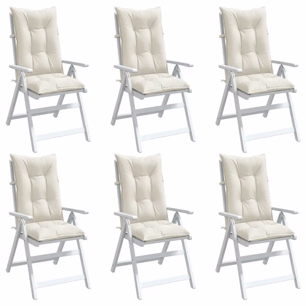 Set di 6 cuscini per sedia con schienale alto vidaXL in tessuto beige mélange, L 120 cm x P 50 cm x H 7 cm