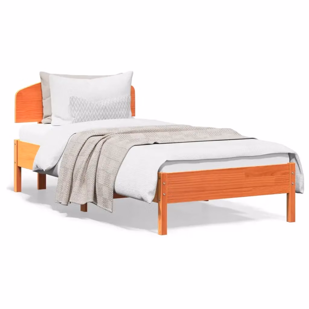 vidaXL Giroletto in legno di pino con doghe fisse, Marrone Cera, 100 x 200 cm – 2