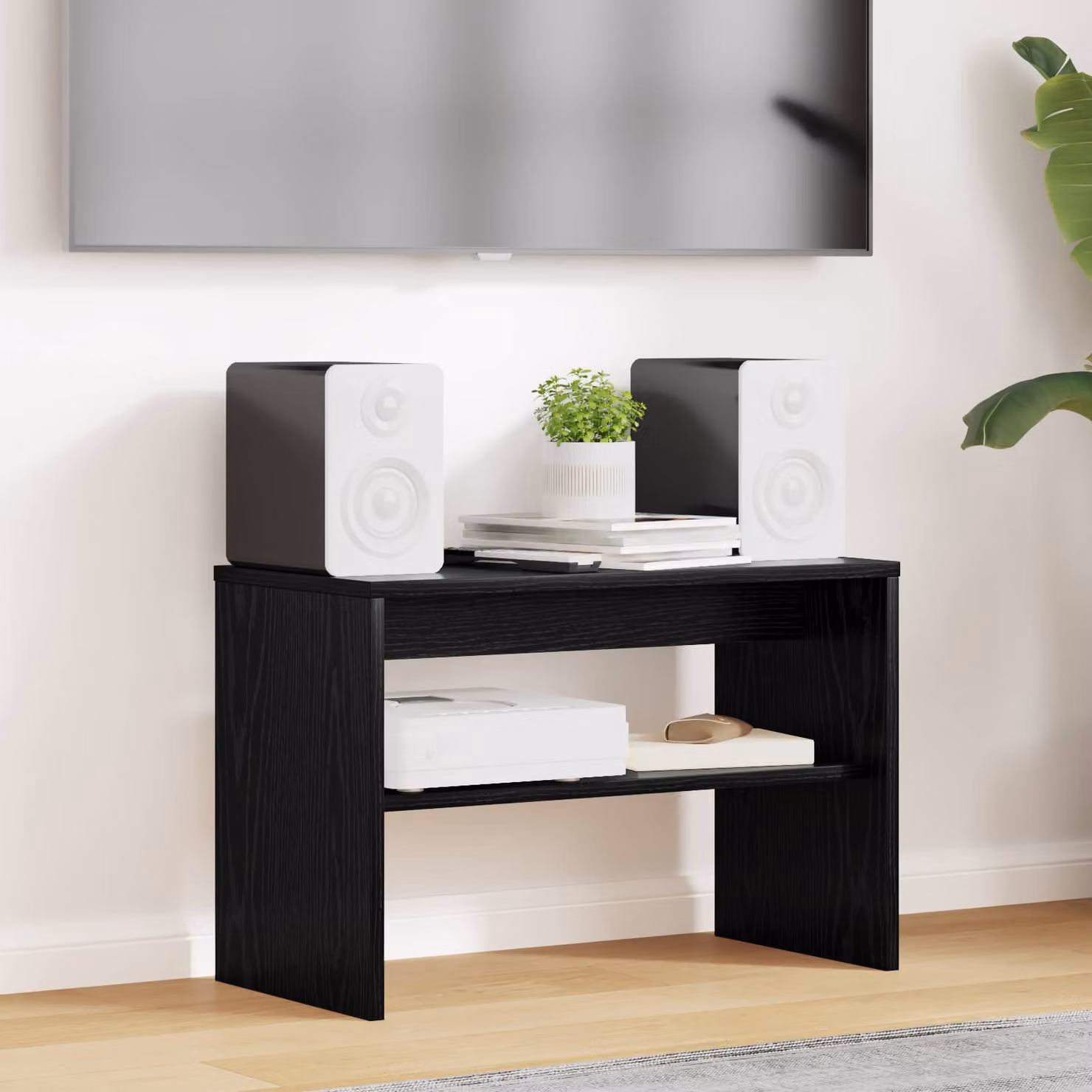 Mobile TV vidaXL moderno in legno ingegnerizzato rovere nero L: 60 cm, P: 30 cm, H: 40 cm