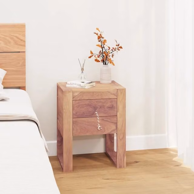 Comodino in legno massello di teak marrone stile rustico vidaXL L/P/H: 40 x 30 x 50 cm – 1