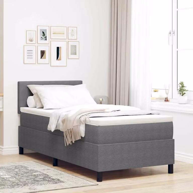 Letto ibrido moderno vidaXL con illuminazione LED sottostante, Grigio chiaro e Bianco, L 100 x P 200 cm