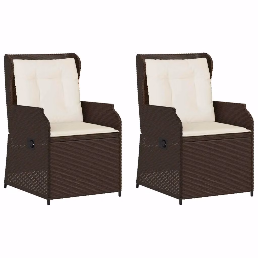Set di 2 panchine da giardino vidaXL in rattan marrone con braccioli e struttura in metallo – 2