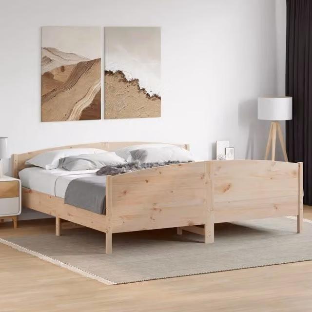 Giroletto senza Materasso-Struttura Letto 200x200 cm in Legno Massello di Pino 828815