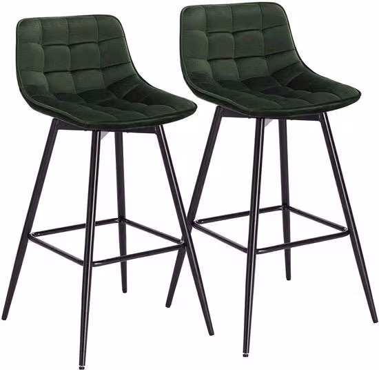 Sedile Industriale a 2 Posti con Schienale - Colore Verde Scuro - Set di 2 Sedili - Sedile con Schienale - Sedili con Schienale e Spalliera - Sedile da Cucina - Pelle Velluto