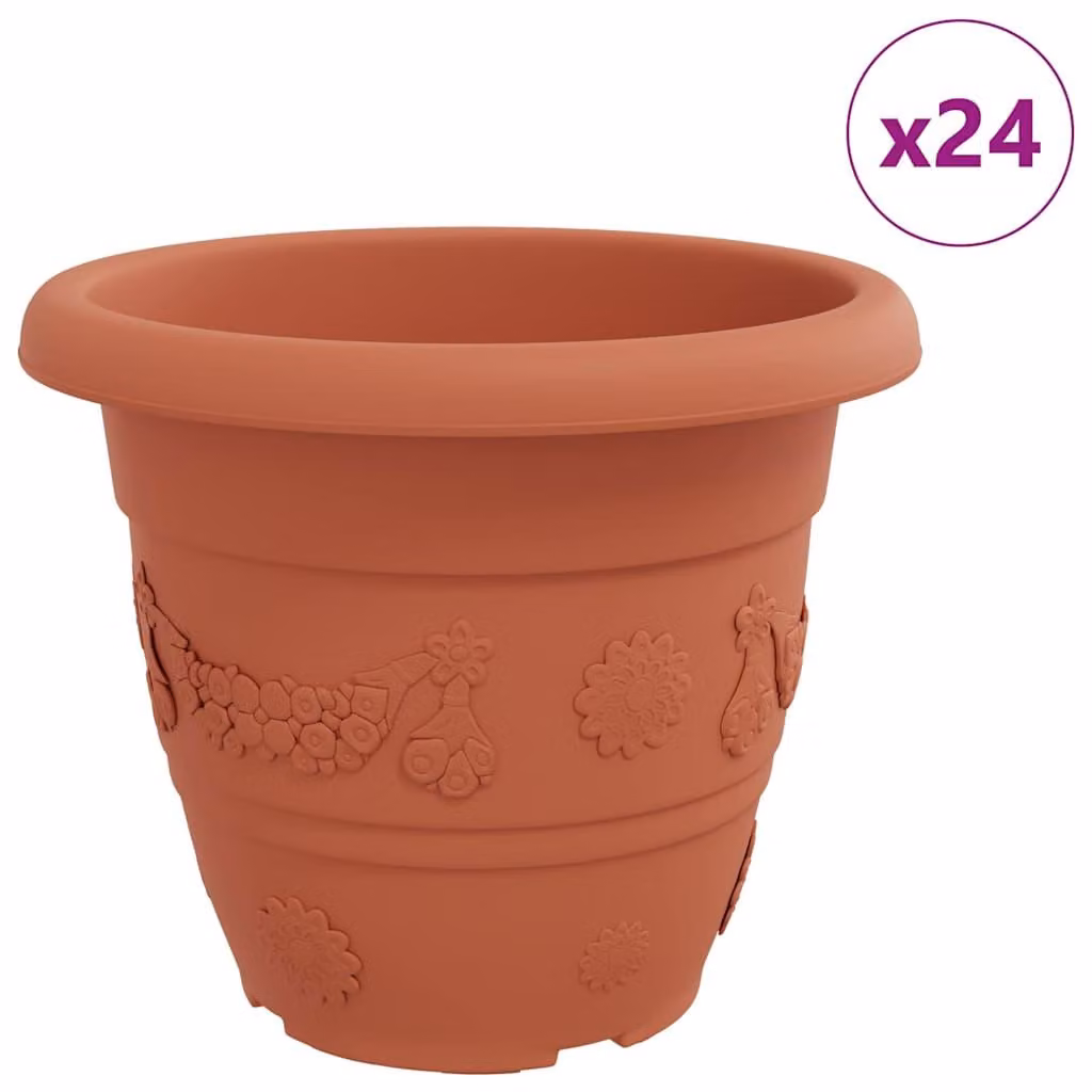 Vaso Rotondo per Fiori 24 pcs Rosso Mattone Ø 39 x 32 cm