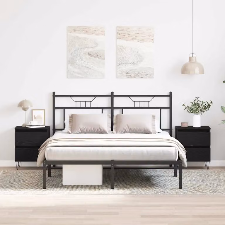 Set di 2 Armadi da Notte vidaXL Moderni in Nero Opaco L: 40 cm, P: 35 cm, H: 50 cm