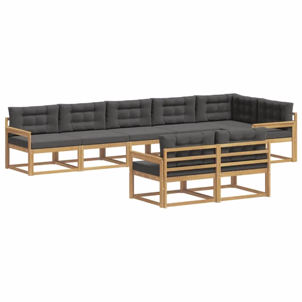 Set di divani da esterno vidaXL a forma di L composto da 6 pezzi in legno di acacia con cuscini bianchi e antracite – 2
