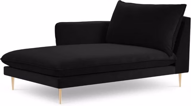 Chaise longue sinistra Vienna di Cosmopolitan Design in velluto nero L/P/H: 130 x 95 x 95 cm – 1