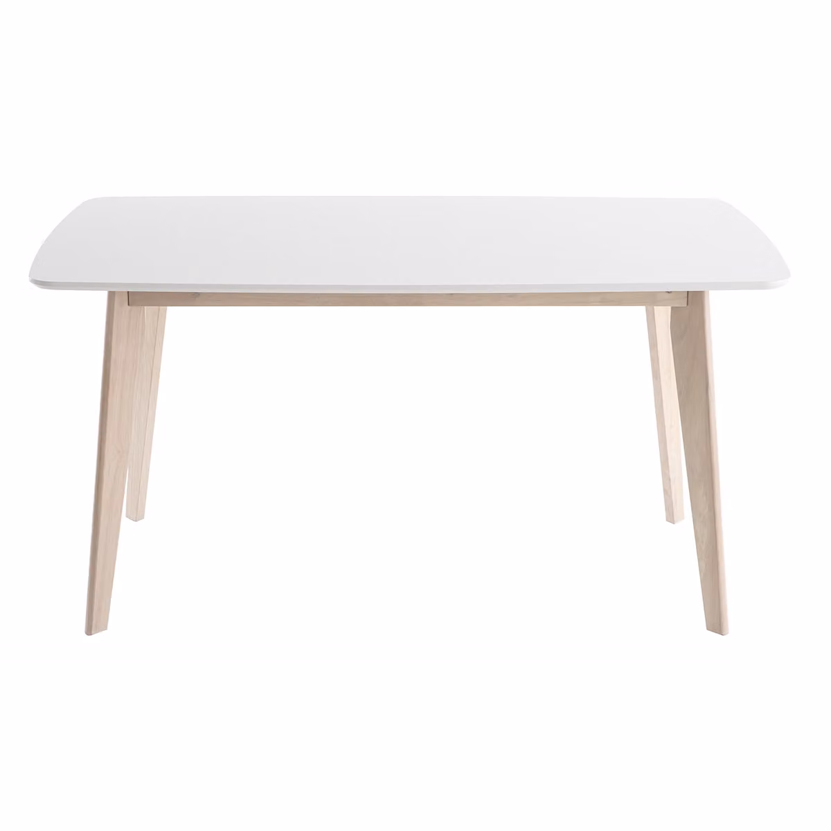 Miliboo - Tavolo da pranzo di design bianco e legno chiaro L150 LEENA