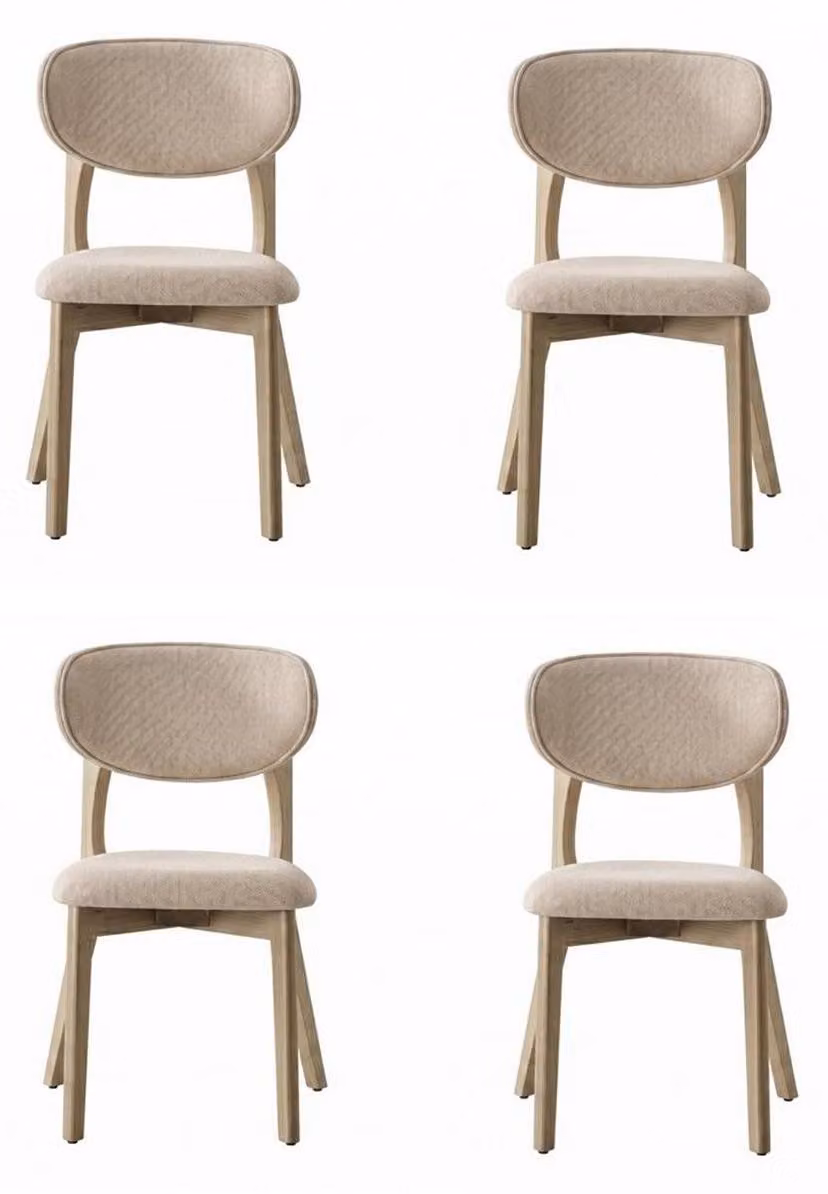 4 sedie, color beige, stile elegante, minimalista e moderno, dal design armonioso e raffinato