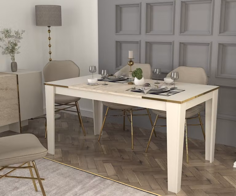 Skye Decor, Veyron - Travertino, Arenaria, Tavoli da pranzo, Travertino, 145 x 76,2 x 85 cm