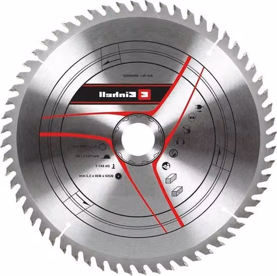 Lama circolare Fein da 250 mm con 60 denti in metallo duro per seghe a manico manuale e seghe circolari da tavolo, colore argento
