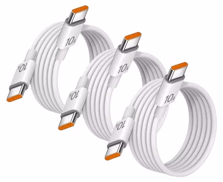 Cavo USB-C, caricabatterie da 10A, trasferimento dati ad alta velocità, 2 metri, confezione da 3 pezzi