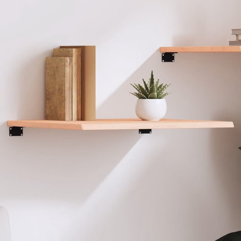 vidaXL Ripiano a Parete in Legno Massello di Rovere Non Trattato, Colore Marrone, L 60 x P 50 x H 2 cm