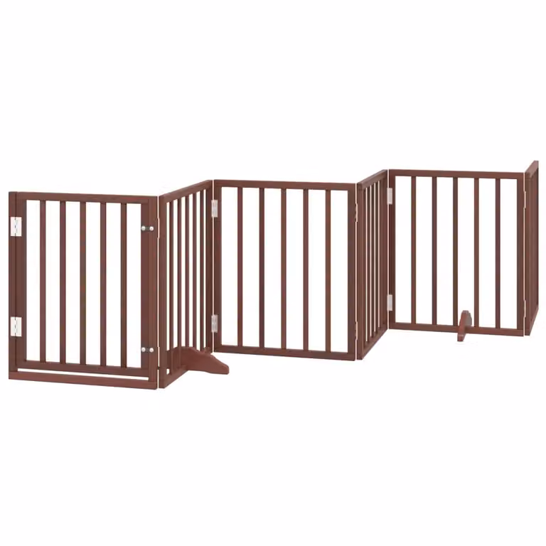 Cancello Cani Porta Pieghevole Marrone 6 Pannelli 300cm Pioppo