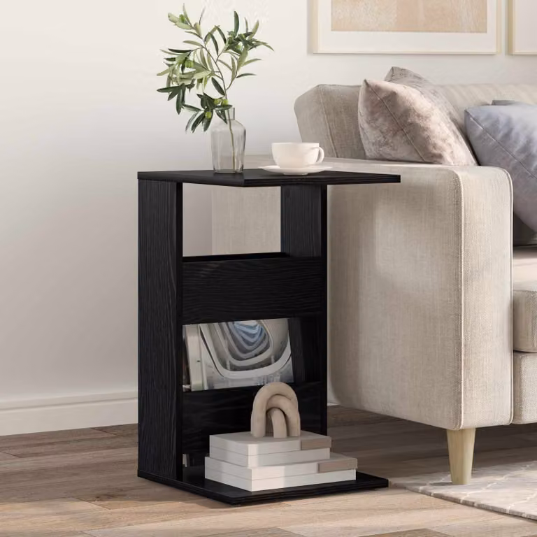 vidaXL Tavolo laterale moderno in rovere nero L/P/H: 40 x 35 x 60,5 cm
