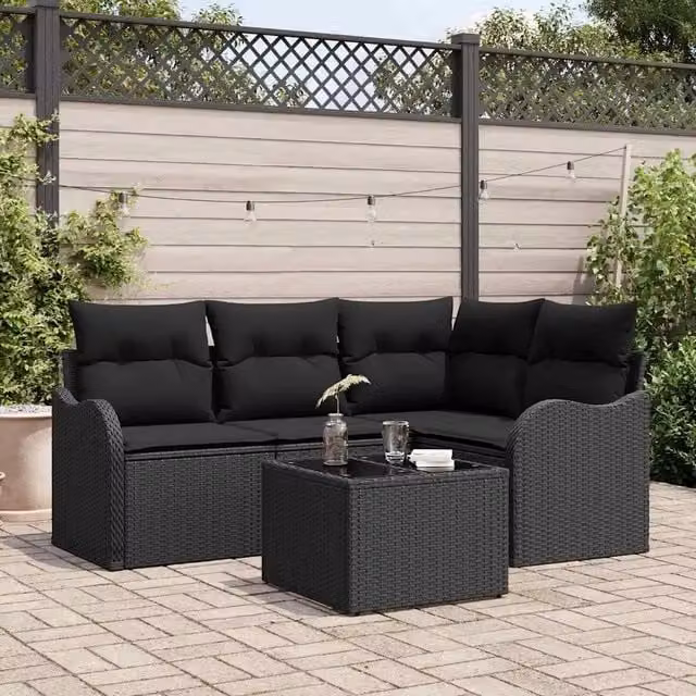 Set Divano da Giardino 5 pz Beige polyrattan 3354362