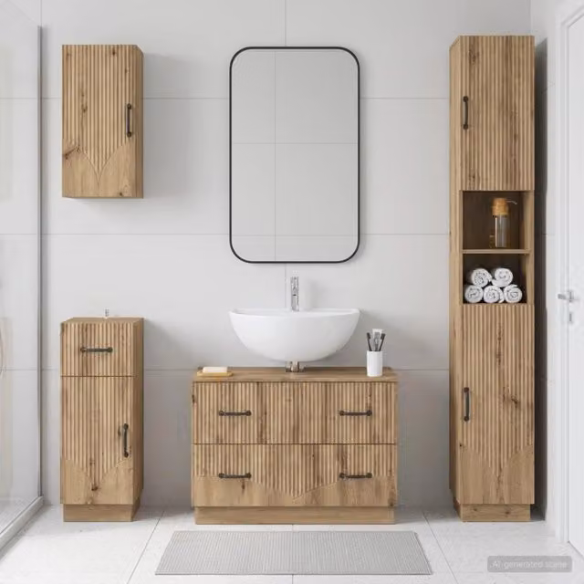 Set di Mobili da Bagno da 4 Pezzi HOORN Rovere Artigianale 3417962