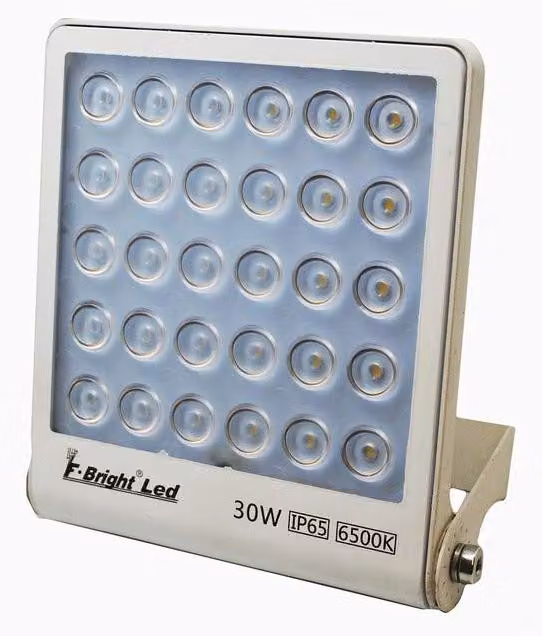 Proiettore LED extrapiatto, grado di protezione IP65, 50 W, 3000 K, angolo di illuminazione 100°, alluminio bianco