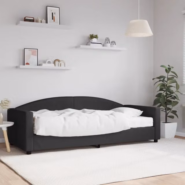 Divano Letto con Materasso-Sofa Letto-Daybed Nero 90x200 cm in Tessuto 252700