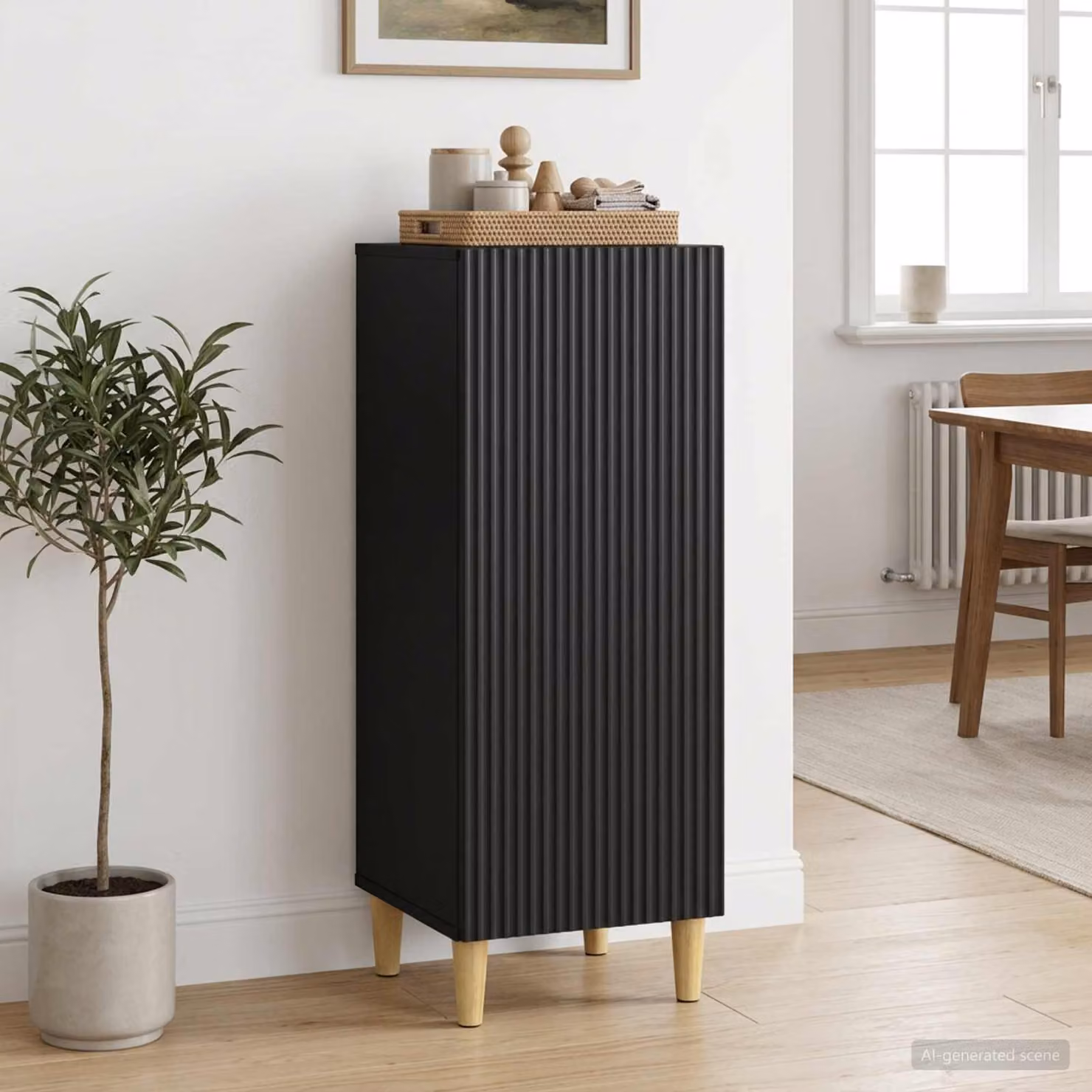 Credenza moderna vidaXL in legno ingegnerizzato nero, L 33 cm x P 34,5 cm x H 90 cm