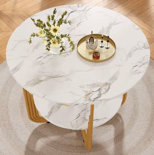 Set tavolo e 4 sedie con piano marmorizzato