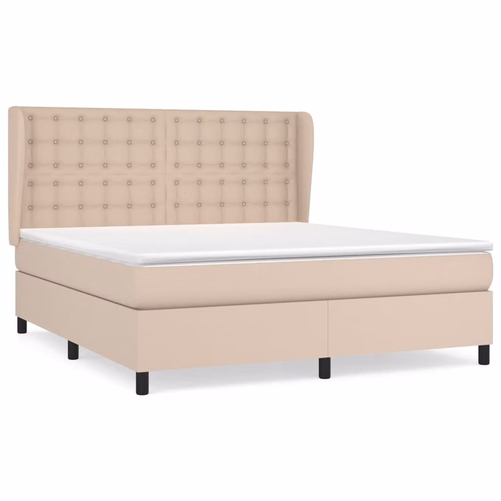 Materasso letto a molle cappuccino-marrone 180x200 cm in Pelle finta